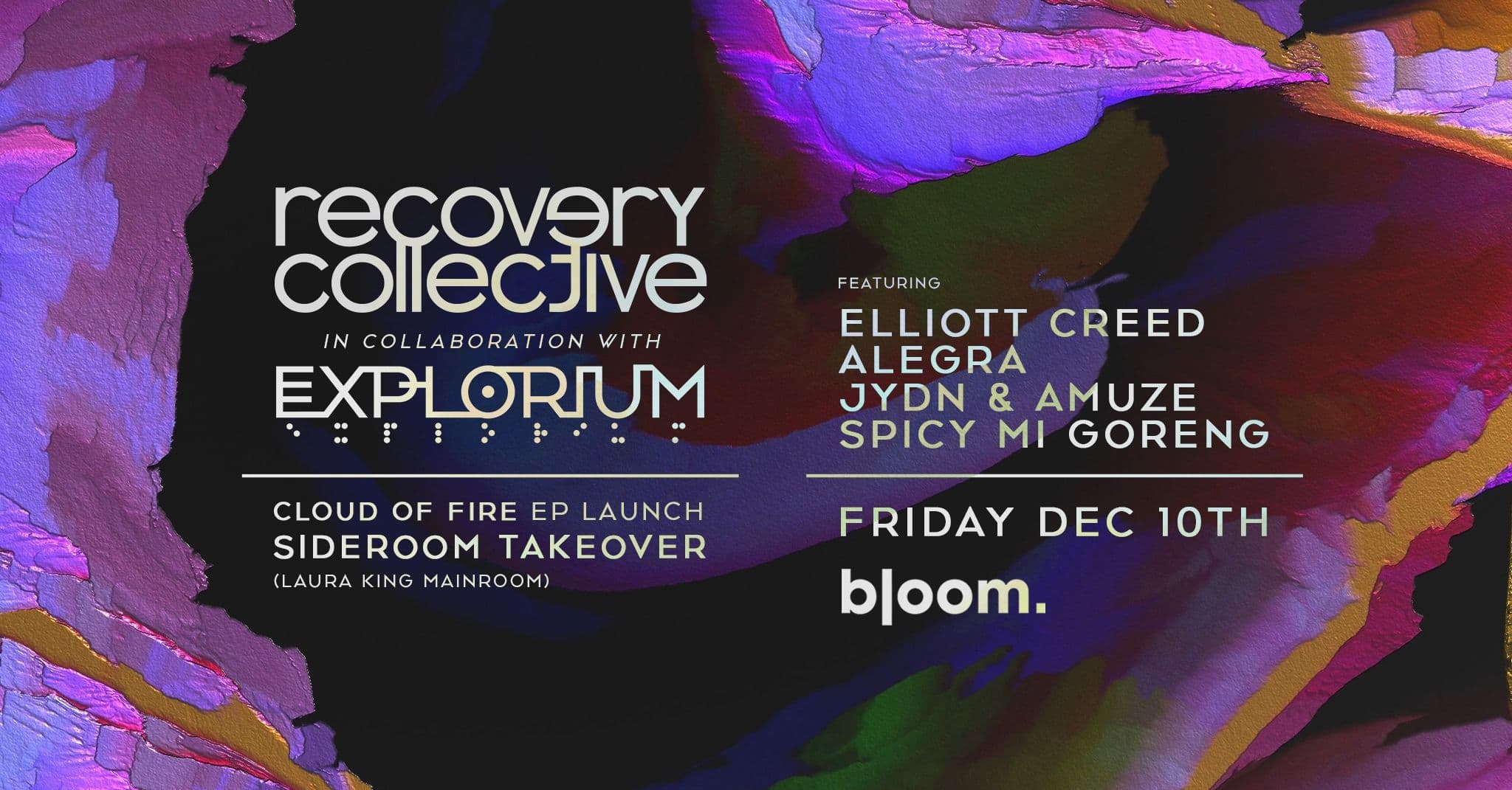 Poster for RC x Explorium: Elliott Creed's Cloud Of Fire EP Launch