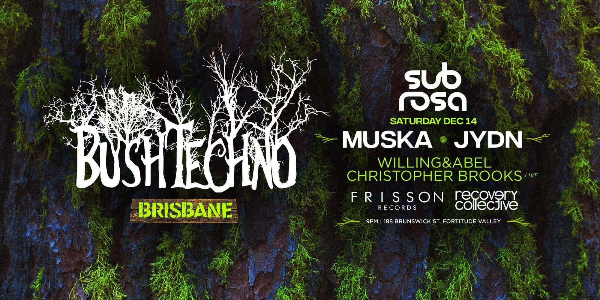 Poster for Bushtechno: Presented by Frisson Records x Recovery Collective
