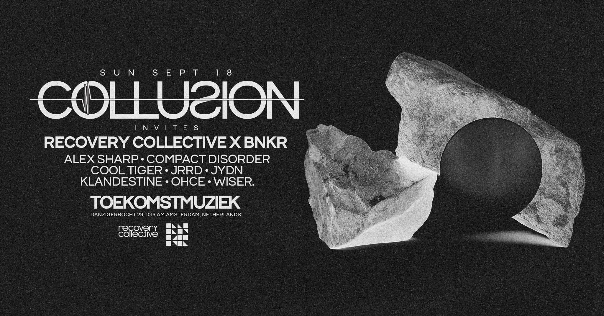 Poster for Collusion invites: Recovery Collective x BNKR