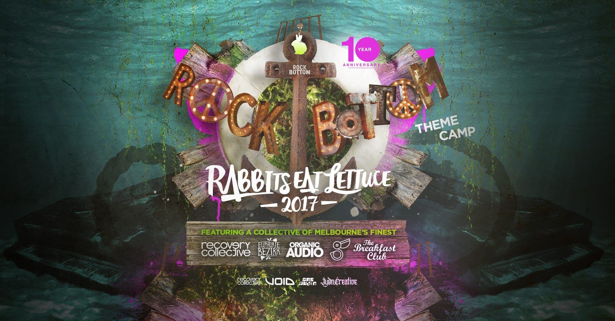 Poster for RC x Rabbits Eat Lettuce 2017 | Rock Bottom Theme Camp